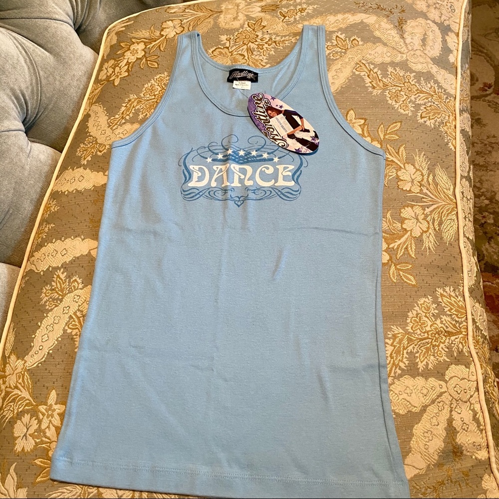 New Youth Girls Sleeveless Blue Dance Tank Top L